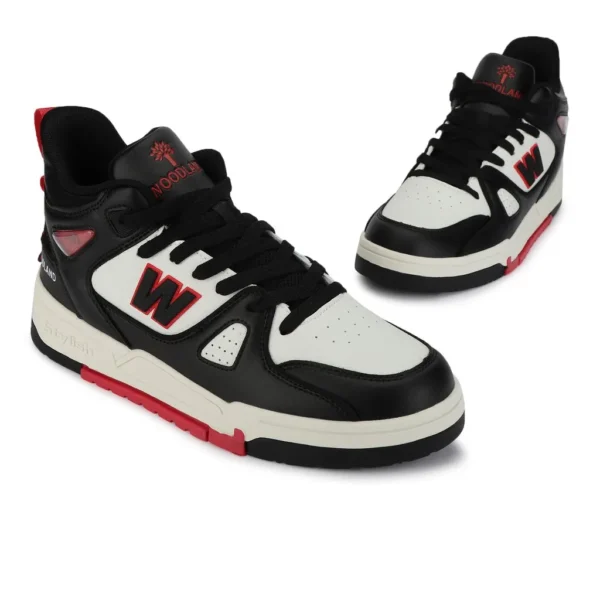 Men High-top Black and Red Sneakers - Image 2