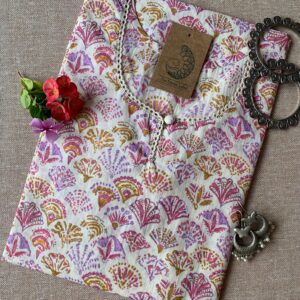 "Gulmohar" Peach Purple Cotton Kurta