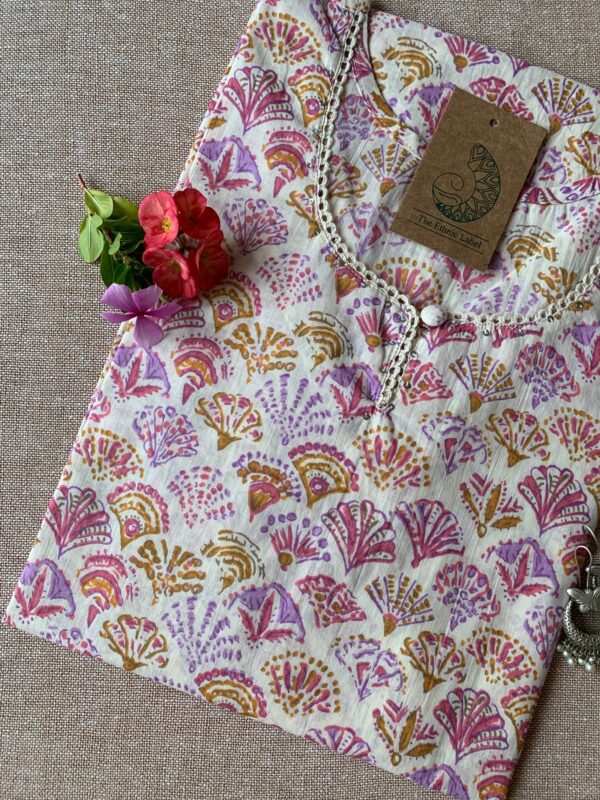 "Gulmohar" Peach Purple Cotton Kurta - Image 2