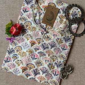 "Gulmohar" Peach Grey Cotton Kurta