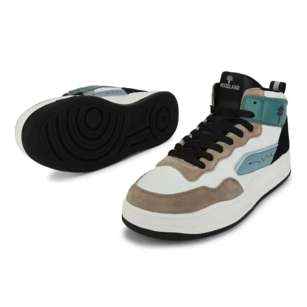 Casual Mid-top White/Blue Sneakers for Men - Image 5
