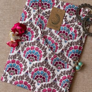 "Orchid" Blue Pink Angrakha Cotton Kurta