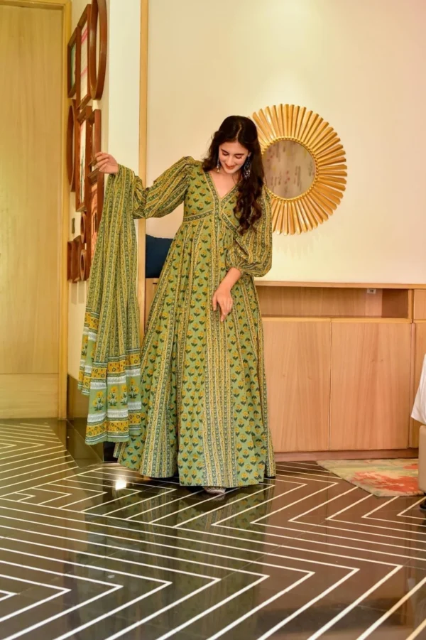 hazel green cotton maxi set - Image 3
