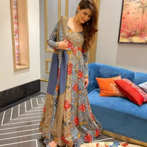 Aleena grey bandhej maxi set