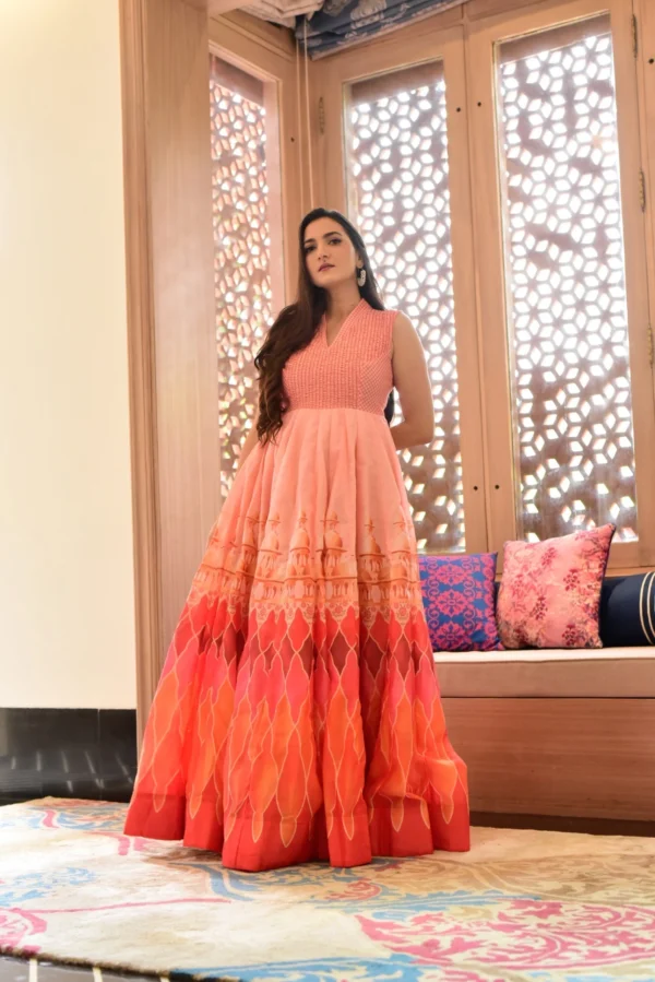 Aarvi orange chanderi maxi - Image 4