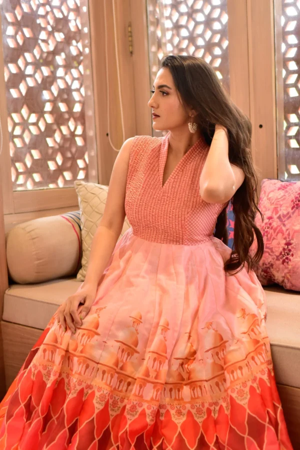 Aarvi orange chanderi maxi - Image 5