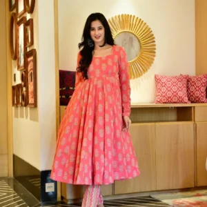 jazzy pink cotton suit set