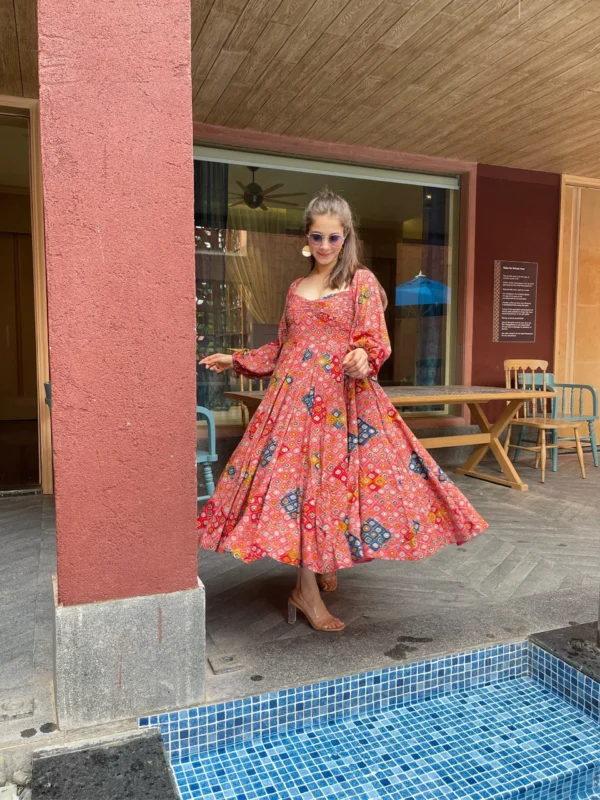 laksha peach knee length dress - Image 3
