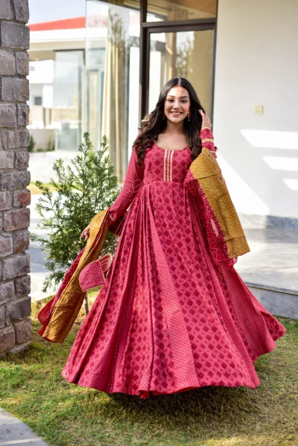 apple red muslin maxi set - Image 2