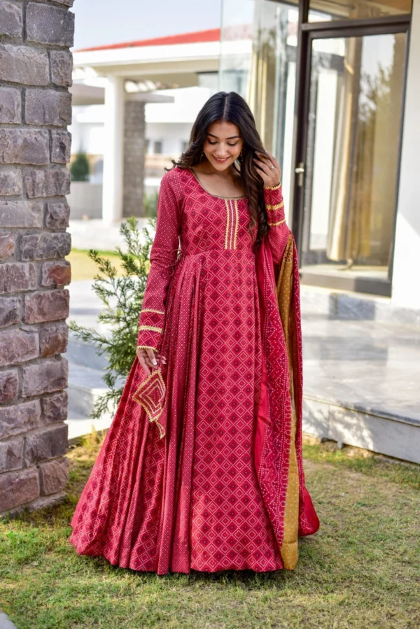 apple red muslin maxi set - Image 4