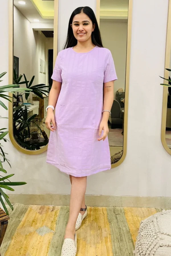 LAVENDER EMBROIDERED SHIFT DRESS - Image 4