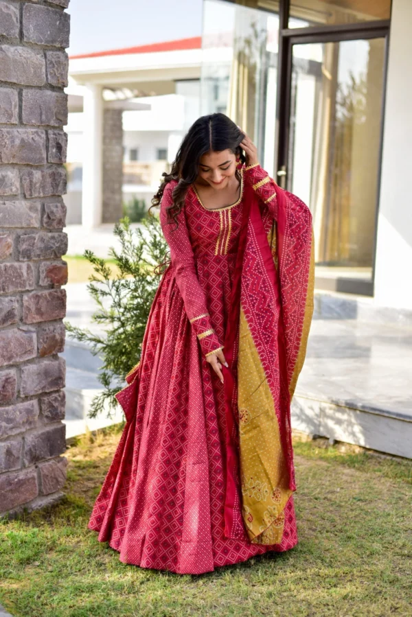 apple red muslin maxi set - Image 5
